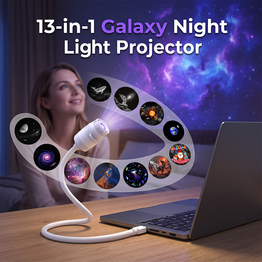 🌌 50 % RABATT NU! 🔭 USB-lampa med stjärnhimmelprojektion – 13 utbytbara filmskivor & flexibel hals för sovrummet ✨