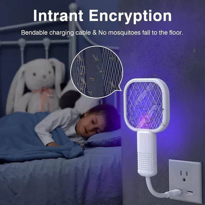 🌙 50% RABATT NU! ⚡ 2-i-1 Elektrisk Myggsmälla & Mygglampa – Använd som Racket på Dagen, som UV-fälla på Natten – Perfekt för Barnrum & Camping 🏕️