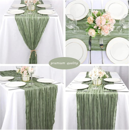 🕯️ 50% RABATT 🌸 | Bohemisk Plisserad Bordslöpare – Texturerad Design för Bröllop & Fest
