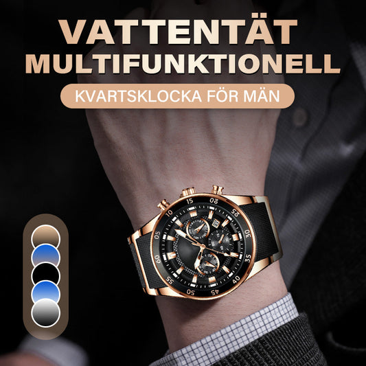 ⌚ 50% RABATT! ✨ Herrars Vattentät Multifunktionell Kvartsur – Kronograf Design, Lysande Visare & Rostfritt Stål 🌊