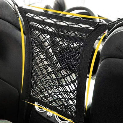 🚗 50 % RABATT NU! 🧺 Elastisk nätväska för bilen – trelagers förvaring, säkerhetsbarriär & praktisk organisering – perfekt för baksätet 🛡️