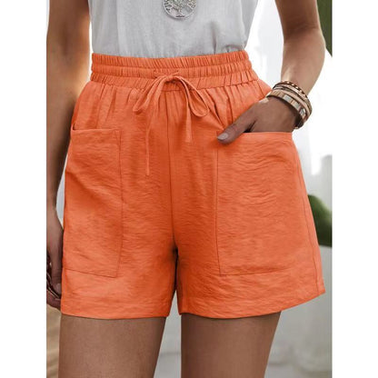 👖 50% RABATT NU! 🌿 Dam Hög Midja Vida Ben Shorts – Elastisk Dragsko & Bomullsblandning ✨