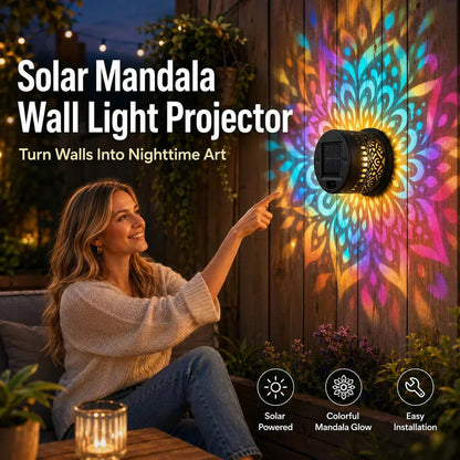 🌞 50% RABATT NU!🌙 Solcellsdriven Mandalalampa – Magisk Projektion & IP65 Vattentät – Trädgårdens Pärla 🌻