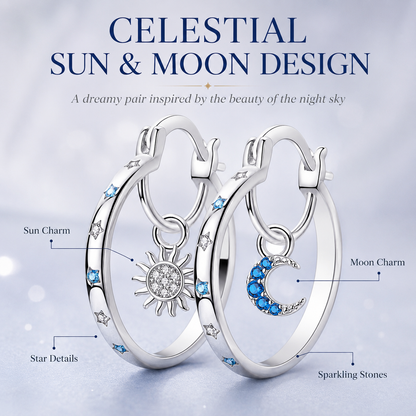 🌙 50% RABATT NU! ☀️ Himmelske Sol & Måne Hoops – Lagdelt Design, Hypoallergenisk & Lettvekt – Asymmetriske Charmer for Balanse & Harmoni 💫