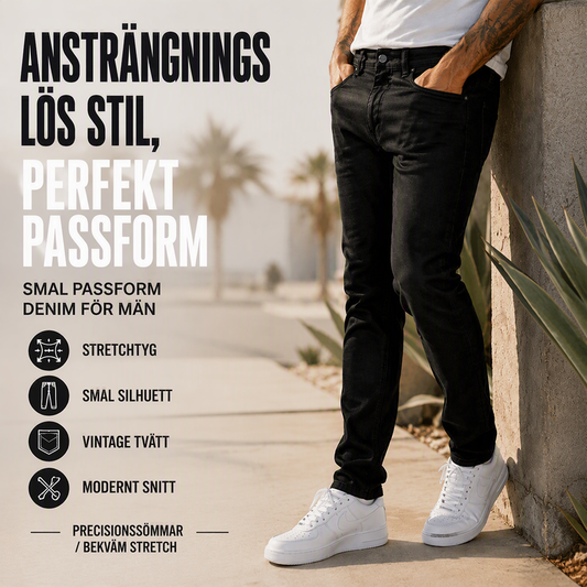 👖 50 % RABATT NU! ✨ Jeans med hög elasticitet för män – fyrvägstöjning, slank silhuett & heldagskomfort – perfekt för aktiv vardag 💪