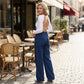 👖 50% RABATT NU! ✨ Högmidjade Vida Jeans – Asymmetrisk Detalj, Stretchmidja & Vintage Tvätt – Smickrande & Ansträngningslöst Chic 🧵