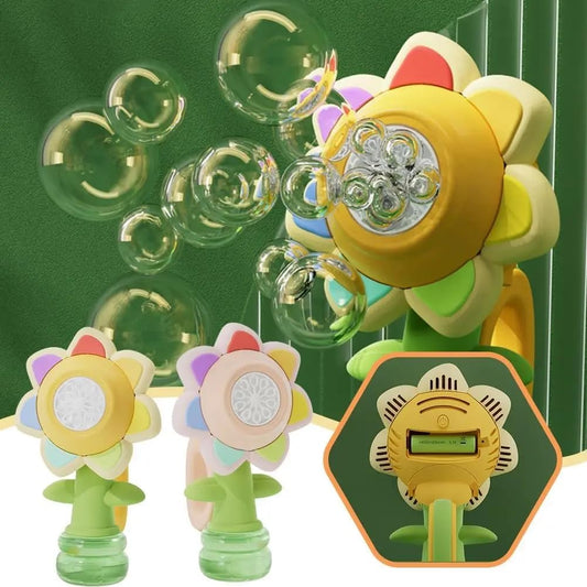 🌻 50% RABATT!  Solrosformad Bärbar Elektrisk Bubbeltillverkningsleksak – Automatiska Bubbel, Söt Design & Perfekt för Barn 🎈