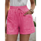 👖 50% RABATT NU! 🌿 Dam Hög Midja Vida Ben Shorts – Elastisk Dragsko & Bomullsblandning ✨