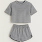 👚 60% RABATT! 🌙 2-delad Shorts & Topp Set – Dampyjamas med Randmönster, Mjukt Tyg & Perfekt För Sov & Avkoppling 🛌