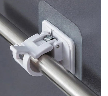 🚪 Köp 1 Få 3 Gratis! 🔧 Spikfria Justerbara Gardinstångshållare (Set med 2) – Stark Självhäftande Bas – Perfekt för Gardiner & Duschdraperier – Enkel Montering & Flyttbar 🏠