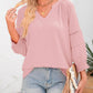 👚 50% RABATT ✨ | Dam-T-shirt med 3/4-långa Lanternärmar & V-ringning