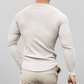 Camisetas de cuello en V y manga larga con diseño acanalado. Prendas deportivas de manga larga para gimnasio y entrenamiento. Prendas deportivas para hombre.