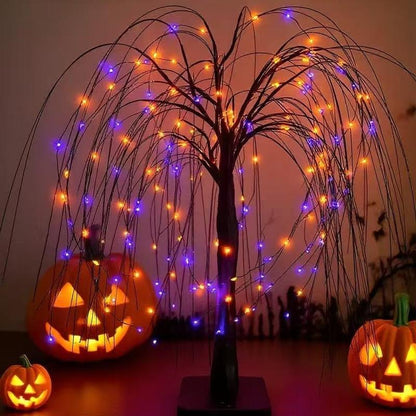 🎃 50% RABATT NU! 🌙 Spooky Elegans i Varje Gren – Svart Trädljus med Lila & Orange LED – Perfekt för Halloween & Mysig Stämning ✨