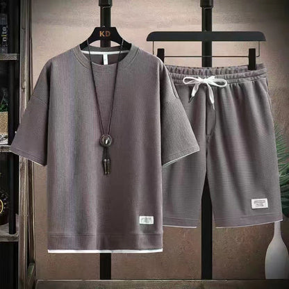 👕 50% RABATT NU! ✨ Vaffeltyg Kortärmad T-shirt 2-delat Set – Bekväm & Andningsbar – Perfekt för En Avslappnad Vardagslook – Passar Alla 🌿
