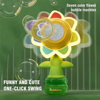 🌻 50% RABATT!  Solrosformad Bärbar Elektrisk Bubbeltillverkningsleksak – Automatiska Bubbel, Söt Design & Perfekt för Barn 🎈