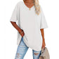 👕 50% RABATT NU! 🌿 Damernas Casual V-ringad T-shirt – Mjuk Bomullsblandning & Flödande Fåll – Luftig Vardagsfavorit 🍃