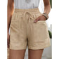 👖 50% RABATT NU! 🌿 Dam Hög Midja Vida Ben Shorts – Elastisk Dragsko & Bomullsblandning ✨