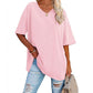👕 50% RABATT NU! 🌿 Damernas Casual V-ringad T-shirt – Mjuk Bomullsblandning & Flödande Fåll – Luftig Vardagsfavorit 🍃