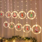 🎄 50 % RABATT NU! ✨ Julbelysning med 3D-strängar för gardiner – 10 LED-ringar med jultema & USB-driven, varmvit glöd 🌟