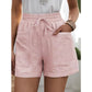 👖 50% RABATT NU! 🌿 Dam Hög Midja Vida Ben Shorts – Elastisk Dragsko & Bomullsblandning ✨