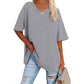👕 50% RABATT NU! 🌿 Damernas Casual V-ringad T-shirt – Mjuk Bomullsblandning & Flödande Fåll – Luftig Vardagsfavorit 🍃