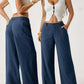 👖 50% RABATT NU! ✨ Dambyxor med Hög Midja & Vida Ben – Sval & Smickrande – Perfekt för Vår, Sommar & Semester 🌿