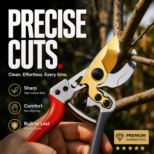 ✂️ 50 % RABATT NU! 🌿 Kraftig sekatör med SK5-skär – kompakt, gummerat grepp & redo för trädgården 🔪
