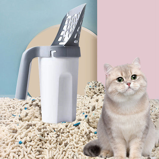 🐱 50% RABATT NU!🧹 2 i 1 Kattskopa – Integrerad Skovelhink & Påsförvaring – Enhandsmanövrering – Ergonomisk Kattlåda Rengöring 🐾