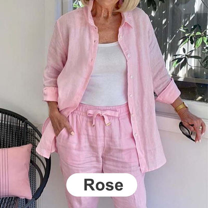 💃Summer Hot Sale 68%OFF🌸Women's cotton linen long sleeve blouse and pants set