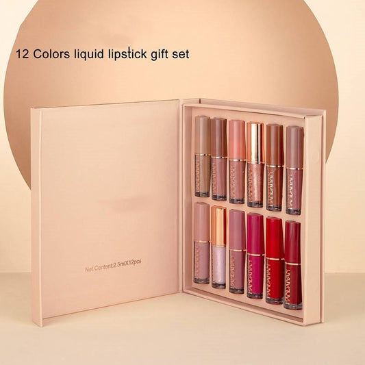 💄 50% RABATT NU! 💋 Flytande Läppstift Set (12 st) – Högpigmenterat, Matt & Långvarigt – Perfekt för Dag & Kväll ✨