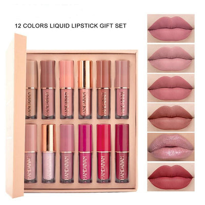 💄 50% RABATT NU! 💋 Flytande Läppstift Set (12 st) – Högpigmenterat, Matt & Långvarigt – Perfekt för Dag & Kväll ✨