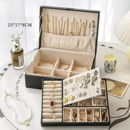 👑 50% RABATT NU! 🔒 Stor Kapasitet PU Lær Smykkeorganizer med Lås – Flere Rom, Fløyelsinteriør & Premium Lær – Sikker, Stilig & FlokeFri 💍