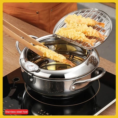 🍟 50 % RABATT NU! 🔥 Temperaturkontrollfritös med djup kropp – avtagbart oljeavtappningsställ & termometer – perfekt för perfekt fritering hemma 🍗