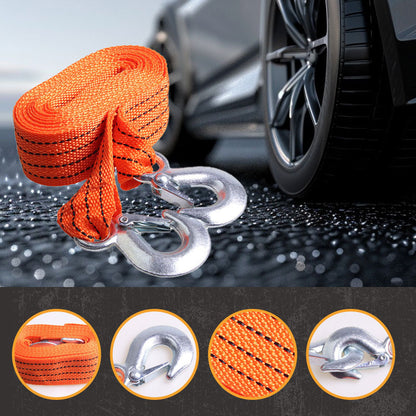 🚗 50% RABATT NU! 🔗 Tung Bogserlina med Krokar – 3 Tons Kapacitet, 4m Längd & Hög Synlighet – För Bilar, SUV:ar & Lätta Lastbilar ✨
