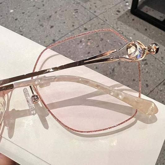 Women's Synthetic Diamonds Rimless Anti Blue Light Glasses