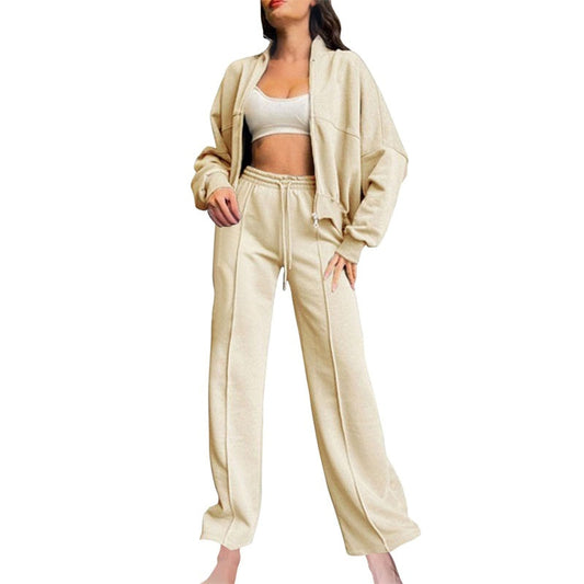 🍂Autumn discount 76%🍂Women's Long Sleeve Zip Coat Drawstring Sweatpants 2-Piece Sets