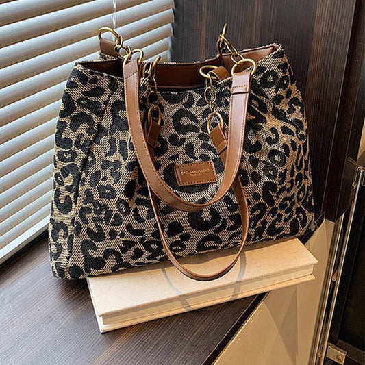 👜 50% RABATT NU! 🐆 Dam Elegant Handväska – Stor Kapacitet, Leopardprint & Mångsidig – Rymlig Tote För Arbete, Pendling & Vardagsliv ✨