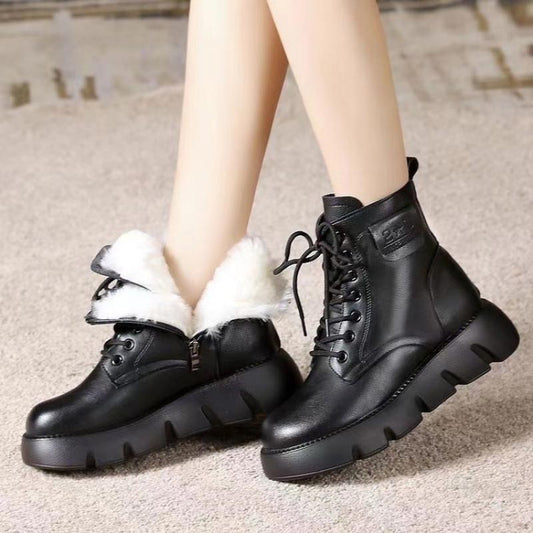 Casual Stylish Waterproof Cotton Plush Lined Winter Boots for Women