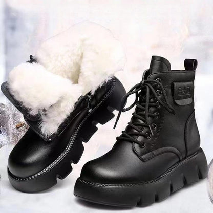 Casual Stylish Waterproof Cotton Plush Lined Winter Boots for Women