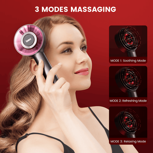 💆‍♀️✨ 50% RABATT! | Hårbottenmassageborste – 3-i-1 med 630nm Rött Ljus & 72 Massageborst!