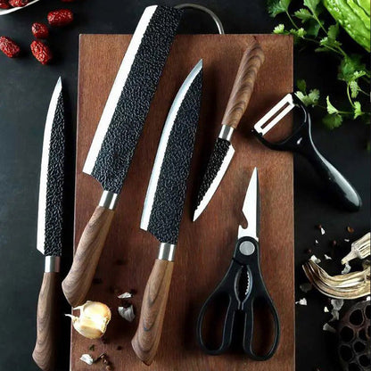 🔪 50% RABATT NU! 🍳 Professionellt Köksknivset i Rostfritt Stål – Ergonomiska Trähandtag & Hammardesign – Precision, Hållbar & Elegant 🥩