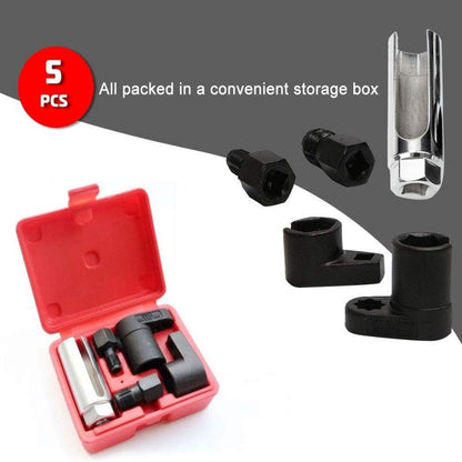 🔧 50 % RABATT NU! 🚗 Automotive O2 sensor förskjutningshylsa och gängchaser 5 st set – CR-V stål, sidoutskärning & portabel väska – perfekt för fordonsunderhåll 🛠️