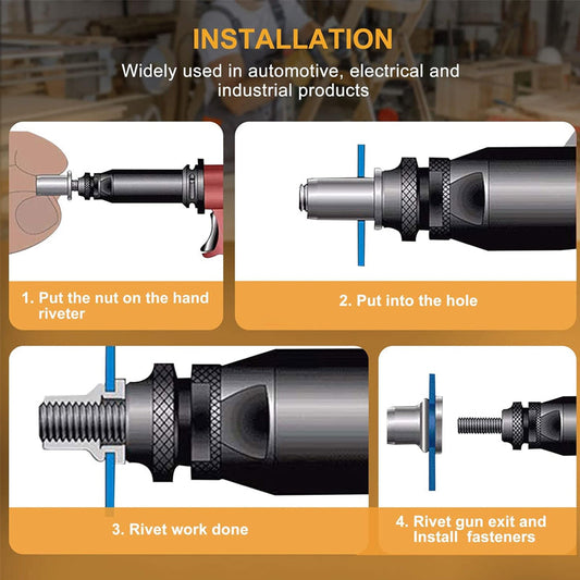 🔩 50 % RABATT NU! 🧰 Gängad infästningsnöt popnit set med flat huvud – stark & pålitlig – perfekt för möbler, metall och plast 🛠️
