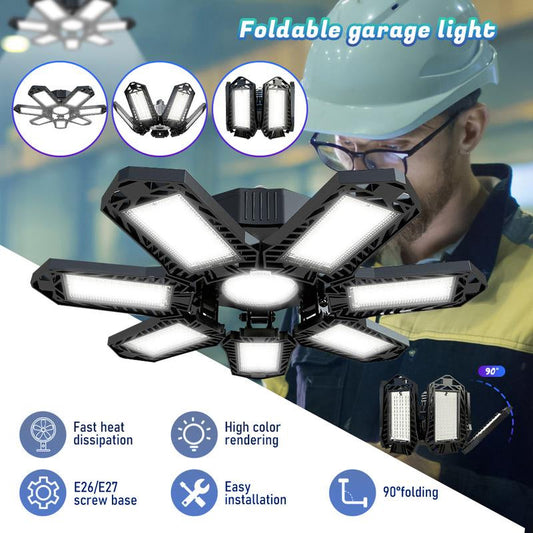 💡 50% RABATT! 🚗 Ljusstark LED-garagelampa med Deformerbara Paneler – 360° Justerbar, Energisnål & Perfekt för Garage & Verkstad 🔧