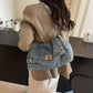 👜 50 % RABATT NU! 🧵 Retro denim kedjerem väska – stor kapacitet, vintage & hållbar – perfekt för vardag och fest ✨