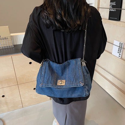 👜 50 % RABATT NU! 🧵 Retro denim kedjerem väska – stor kapacitet, vintage & hållbar – perfekt för vardag och fest ✨
