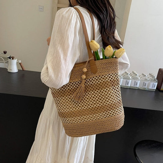 👜 50% RABATT NU! 🌾 Dam Vävda Halm Strandväska – Stor Kapacitet & Lättvikt – Stilren Sommarväska för Resor & Shopping 🏖️