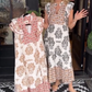👗 50% RABATT NU!✨ Dam Tryckt Ruchklänning – Ärmlös & Lätt – Elegant Sommar Semesterklänning 🌸