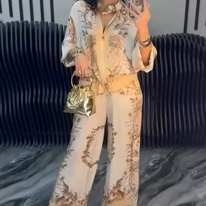 👗 50% RABATT 🌸 | Elegant 2-delat Set – Blommönster & Dragkedja, Perfekt för Fest & Vardag
