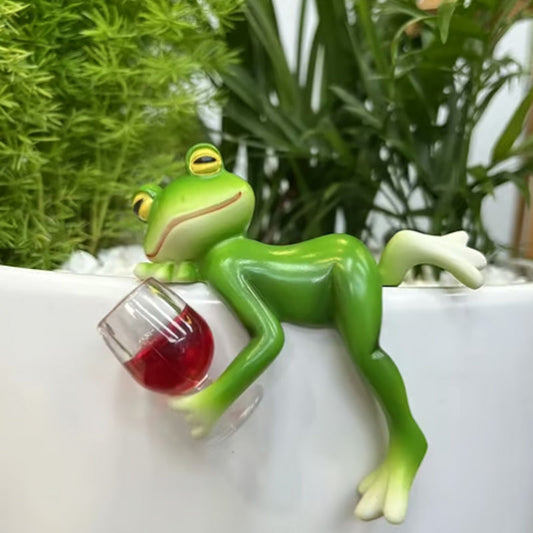 🐸 50% RABATT NU! 🌿 Handgjorda Grodfigurer i Björk – Charmig Krukkantdekoration – Perfekt för Växter, Terrarier & Trädgård – Väderbeständig & UV-resistent 🍷